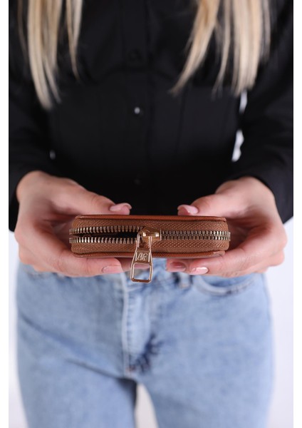 024 Fermuarlı Mini Cüzdan Taba