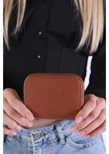 024 Fermuarlı Mini Cüzdan Taba