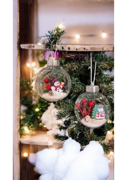 Yılbaşı Ağacı Süsü Noel Baba Fanus 2 Li 10  cm