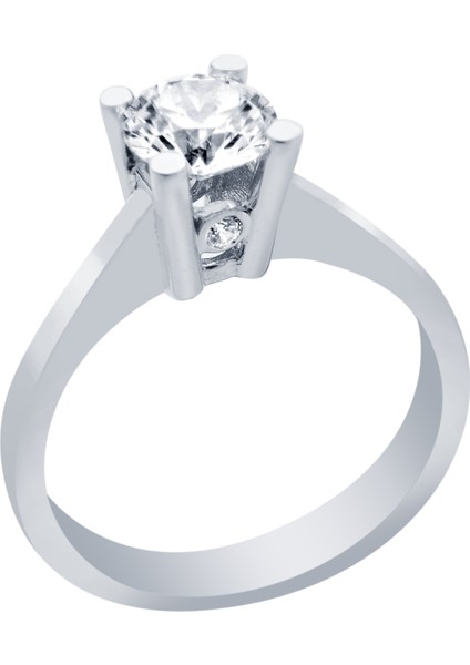 14 Ayar Beyaz Altın Tektaş Yüzük fiyatları