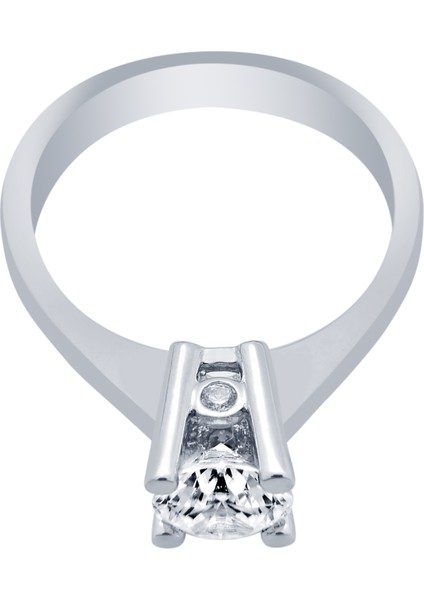 14 Ayar Beyaz Altın Tektaş Yüzük modelleri