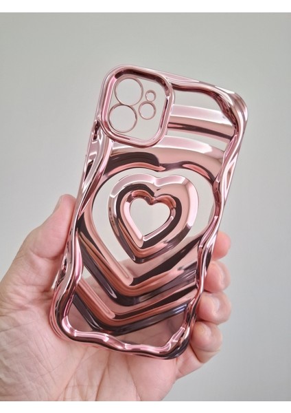 iPhone 11 Kalpli 3 Boyutlu Metalik Görünümlü Kamera Korumalı Lüks Kılıf