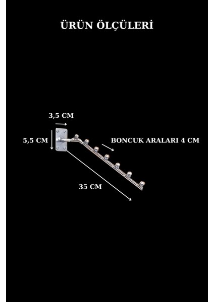 3 Adet 35 cm Boncuklu Ev ve Işyeri Için Uygun Duvara Monte Metal Askılık fiyatları