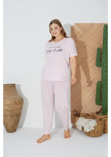 24073 Büyük Beden Kadın Kısa Kol Pijama Takım