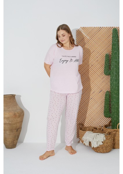 24073 Büyük Beden Kadın Kısa Kol Pijama Takım fiyatları