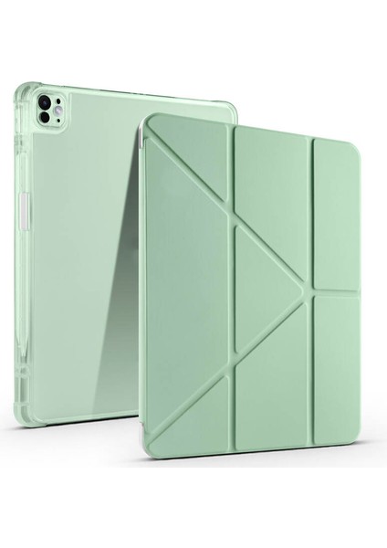 Apple iPad Pro 13 Inç 2024 M4 (A2925-A2926) Uyumlu Kılıf 3 Farklı Stand Kalemlikli Tri Folding Tablet Kılıfı