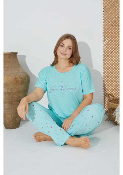 24072 Büyük Beden Kadın Kısa Kollu Pijama Takım fırsatları
