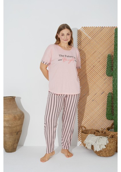 24071 Büyük Beden Kadın Kısa Kol Pijama Takımı fiyatları