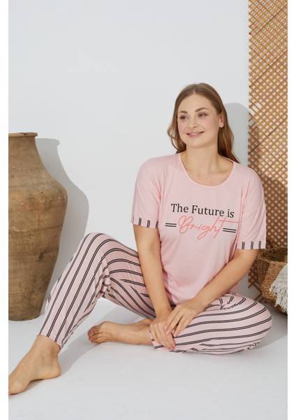 24071 Büyük Beden Kadın Kısa Kol Pijama Takımı fırsatları