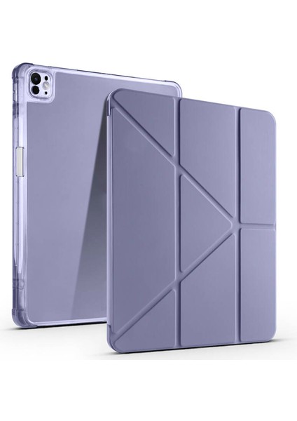 Apple iPad Pro 13 Inç 2024 M4 (A2925-A2926) Uyumlu Kılıf 3 Farklı Stand Kalemlikli Tri Folding Tablet Kılıfı