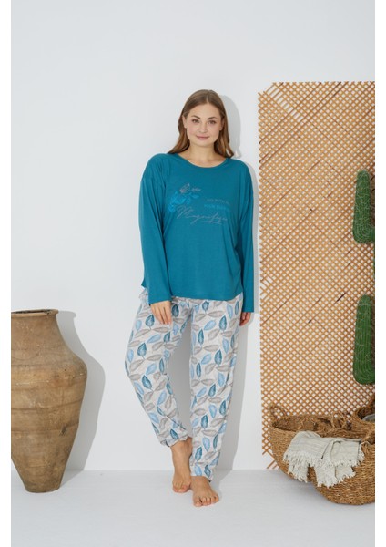 24077 Kadın Uzun Kollu Pijama Takımı
