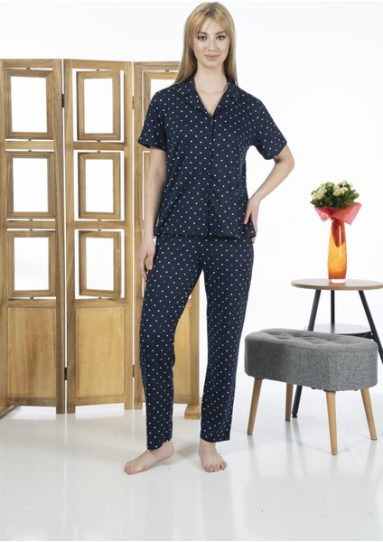 24151 Kadın Kısa Kol Boydan Düğmeli Gömlek Pijama Takımı indirimleri