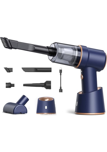 80000PA 2'si 1 Arada Araç Süpürgesi Kablosuz Şarjlı Basınçlı Hava El Tipi Ev Ofis Için Yüksek Güç-Mavi (Yurt Dışından)