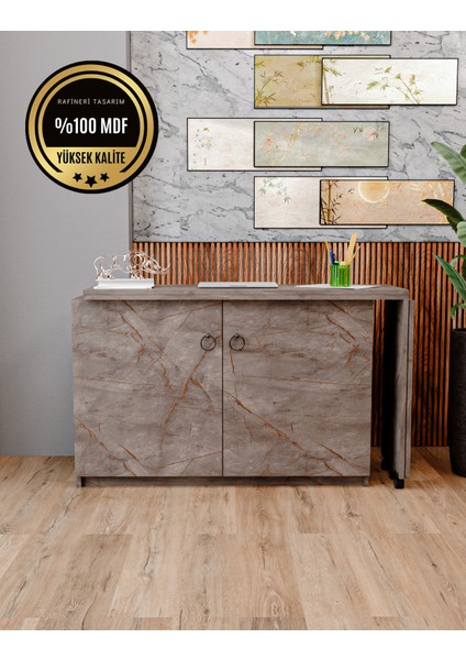 Rafineri Çalışma Masası Dolaplı Açılır Katlanır Masa Mdf