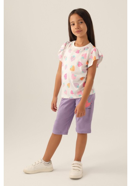 3411 Strawberry Kız Çocuk Kapri Takım