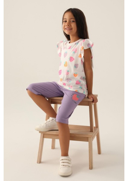 3411 Strawberry Kız Çocuk Kapri Takım modelleri