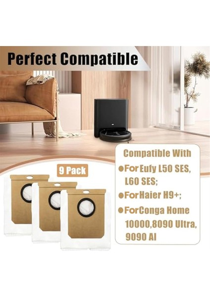 Ev Için L50 / L60 Için 9 Paket Toz Torbası 10000/8090 Ultra/ H9 Plus Elektrikli Süpürge Için 9090 Aı (Yurt Dışından) fiyatları