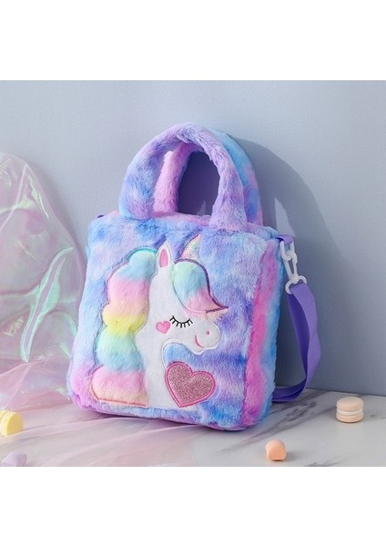 Unicorn Karikatür Tek Omuz Peluş Bel Çantası Renkli Hayvan El Tipi (Yurt Dışından)