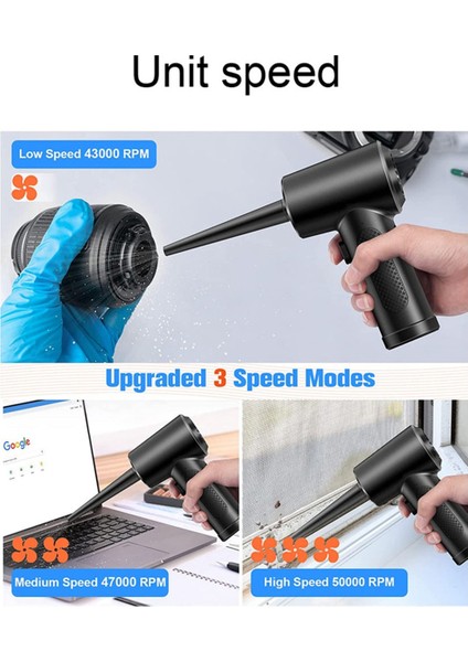 Hava Temizleyici 68W Sıkıştırma Üfleyici 51000 Rpm Siyah Güçlü Emme Taşınabilir Bilgisayar Klavye Çok Fonksiyonlu (Yurt Dışından) modelleri