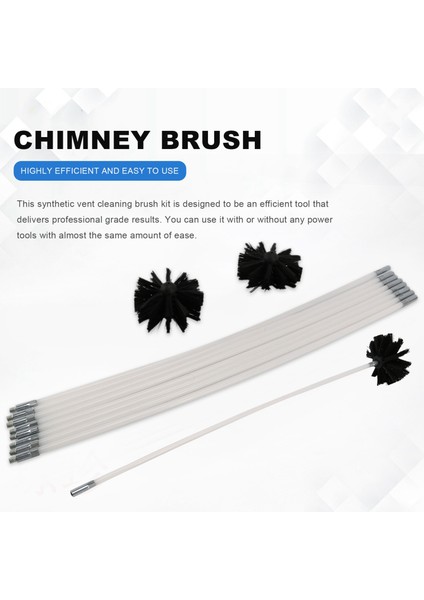 Kurutucu Havalandırma/kanal Fırça Temizleme Seti, Baca Temizleme Seti Tüy Giderici, 16 Feet'e Kadar Uzanır, 2 Paket Fırça Başlığı (Yurt Dışından) fiyatları