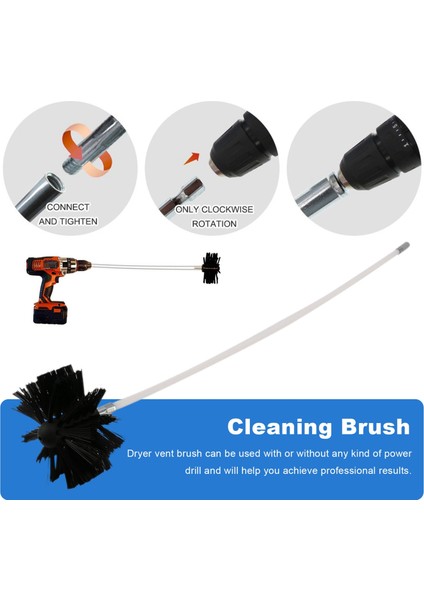 Kurutucu Havalandırma/kanal Fırça Temizleme Seti, Baca Temizleme Seti Tüy Giderici, 16 Feet'e Kadar Uzanır, 2 Paket Fırça Başlığı (Yurt Dışından) modelleri