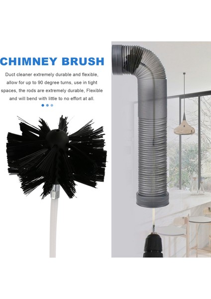 Kurutucu Havalandırma/kanal Fırça Temizleme Seti, Baca Temizleme Seti Tüy Giderici, 16 Feet'e Kadar Uzanır, 2 Paket Fırça Başlığı (Yurt Dışından) fırsatları