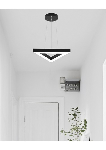Trian (Siyah Kasa, Beyaz Işık) Ledli Modern Sarkıt LED Avize