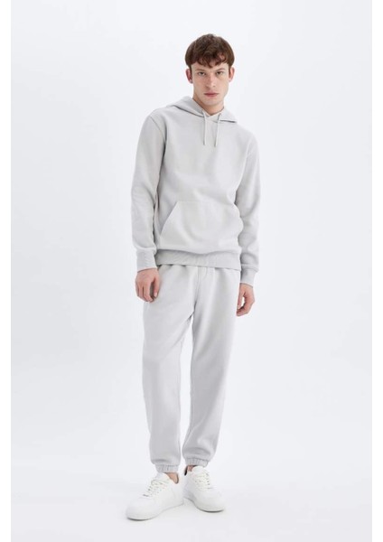 X8283 Regular Fit Kapüşonlu Içi Yumuşak Tüylü Basic Düz Sweatshirt