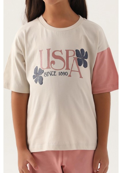 U.S. Polo Assn. U.s. Polo ASSN.1809 Lisanslı Rose Bej Kız Çocuk Pijama Takımı