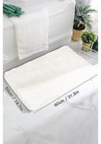 Kaymaz Pamuk Taban, 50*80 cm Tekli Post Peluş Banyo Paspası, Kaymaz Taban