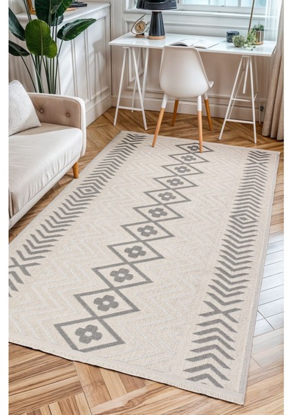 Lina 0101 Iskandinav Desenli Pamuk Dokuma Kilim Makine Halısı