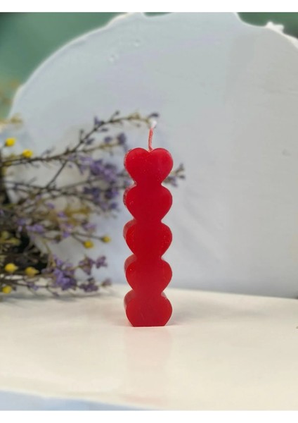 Arescollection Kırmızı Kalpli Hediyelik Dekoratif Mum 70 gr