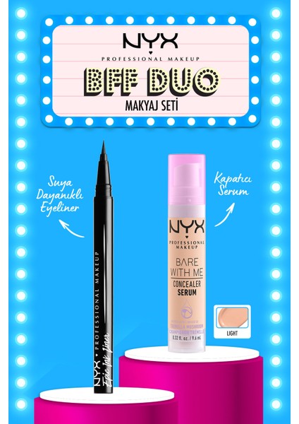 Nyx Professional Makeup Epic Ink Liner - Siyah + Bare With Me Concealer Serum - 02 Lıght