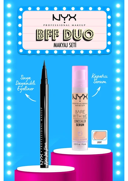 Nyx Professional Makeup Epic Ink Liner - Siyah + Bare With Me Concealer Serum - 02 Lıght