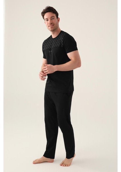 3010 Büyük Beden The Erkek Kısa Kollu Pijama Takımı