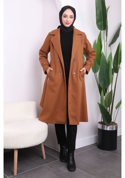 Taba Kruvaze Yaka Kaşe Kaban