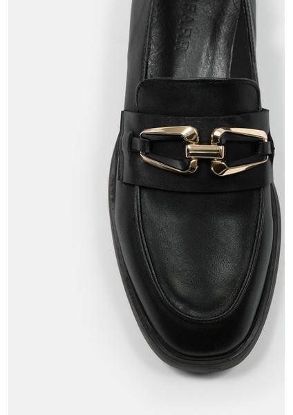 Jimena Siyah Hakiki Deri Kadın Loafer modelleri