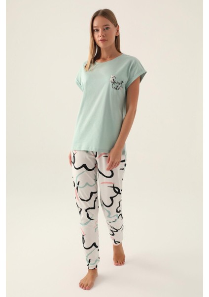 3399 Cute Kadın Kısa Kol Pijama Takımı
