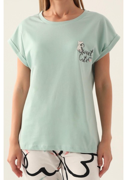 3399 Cute Kadın Kısa Kol Pijama Takımı