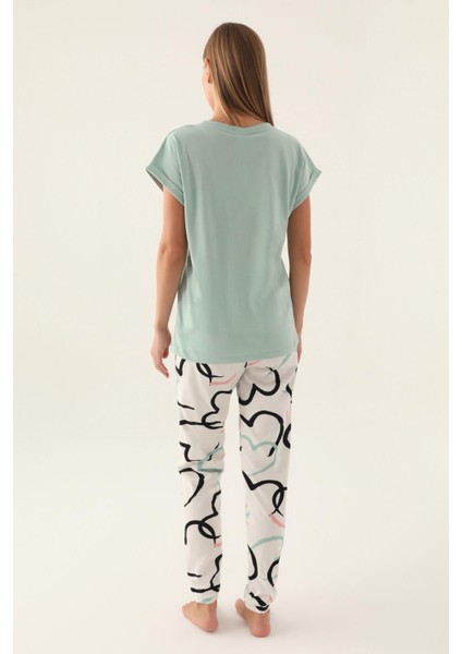3399 Cute Kadın Kısa Kol Pijama Takımı