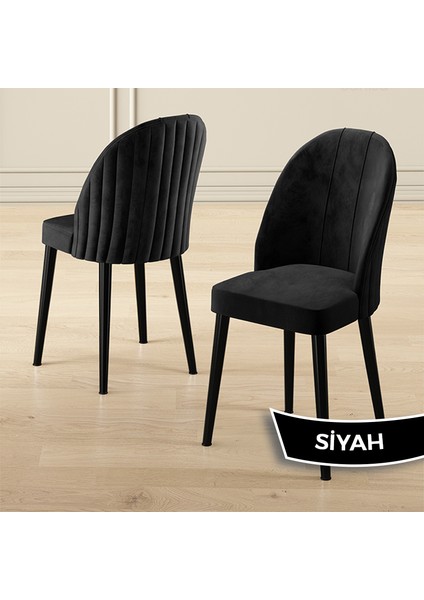 Mara Serisi 4 Adet Babyface Kumaş Siyah Metal Ayak Mutfak Sandalyesi fiyatları