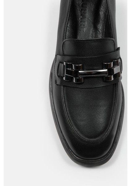 Minu Siyah Hakiki Deri Kadın Loafer