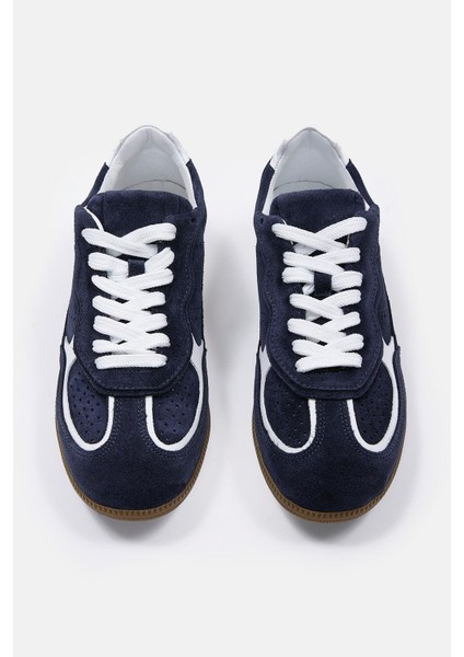 Team Lacivert Süet Hakiki Deri Kadın Sneaker