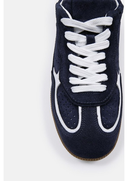 Team Lacivert Süet Hakiki Deri Kadın Sneaker