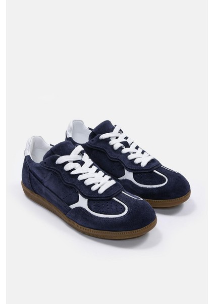 Team Lacivert Süet Hakiki Deri Kadın Sneaker