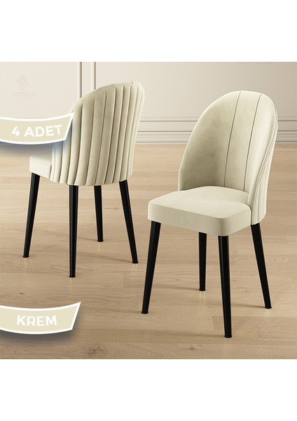 Mara Serisi 4 Adet Babyface Kumaş Siyah Metal Ayak Mutfak Sandalyesi