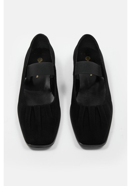 Jimmy Siyah Süet Hakiki Deri Kadın Babet