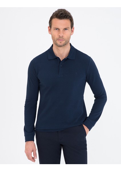 Erkek Lacivert Slim Fit Basic Sweatshirt 50241551-VR033