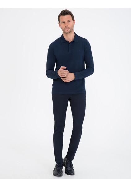 Erkek Lacivert Slim Fit Basic Sweatshirt 50241551-VR033