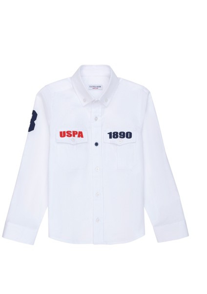 U.S. Polo Assn. Erkek Çocuk Beyaz Desenli Gömlek 50272484-VR013